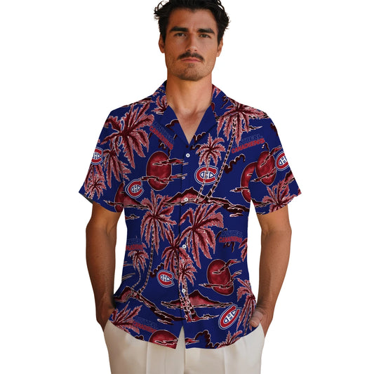 Montreal Canadiens Hawaiian Shirt - Palm Sunset | Moonbestprint