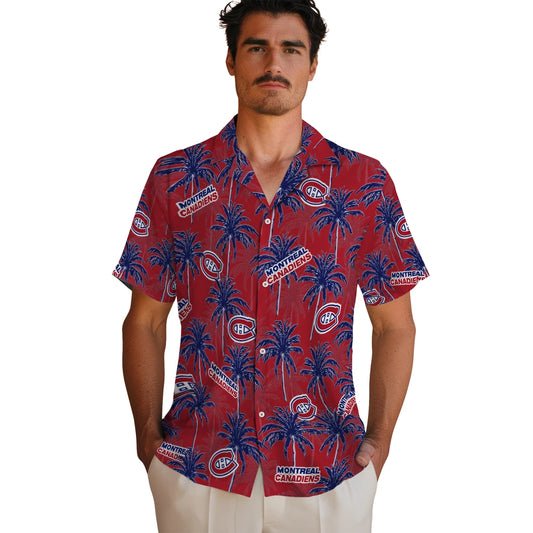 Montreal Canadiens Hawaiian Shirt - Palm Tree Motif | Moonbestprint