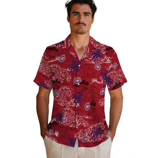 Montreal Canadiens Hawaiian Shirt - Wave Palm | Moonbestprint