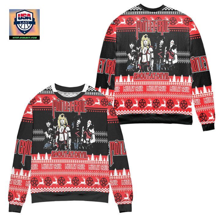 Motley Crue Band Shout At Devil Ugly Christmas Sweater ? Black Red ? Usalast