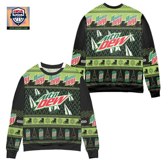 Mountain Dew Pine Tree Snowflake Pattern Ugly Christmas Sweater ? Usalast