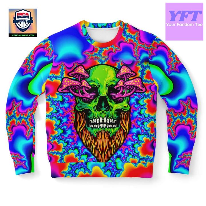 Mushroom Head Holographic Psychedelic 3d Ugly Christmas Sweater ? Usalast