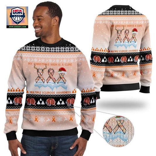 My Christmas Wish Is A Cure Multiple Sclerosis Awareness Ugly All Over Print 3D Sweater ? Usalast