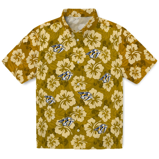 Nashville Predators Hawaiian Shirt - Hibiscus Cluster | Moonbestprint
