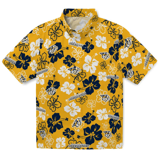 Nashville Predators Hawaiian Shirt - Hibiscus Flower Design | Moonbestprint