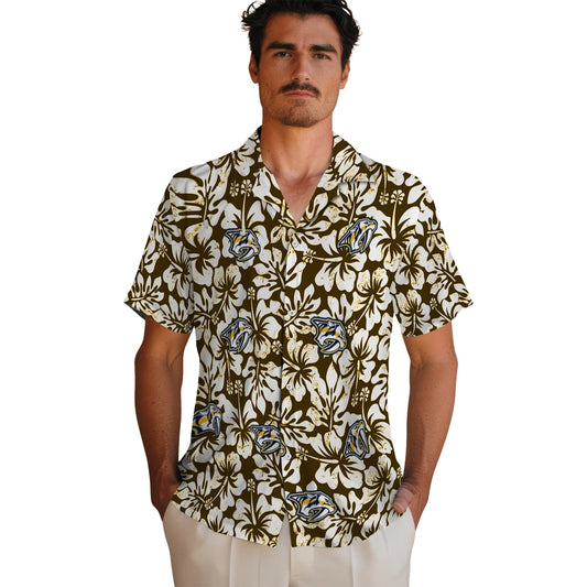 Nashville Predators Hawaiian Shirt - Hibiscus Motif | Moonbestprint