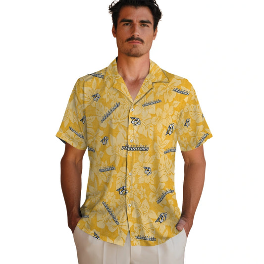 Nashville Predators Hawaiian Shirt - Hibiscus Oasis | Moonbestprint