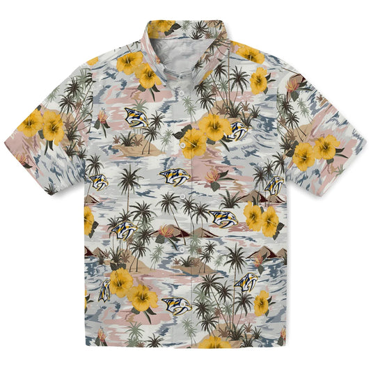 Nashville Predators Hawaiian Shirt - Hibiscus Seaside | Moonbestprint