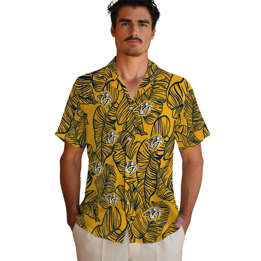 Nashville Predators Hawaiian Shirt - Leaf Outline | Moonbestprint