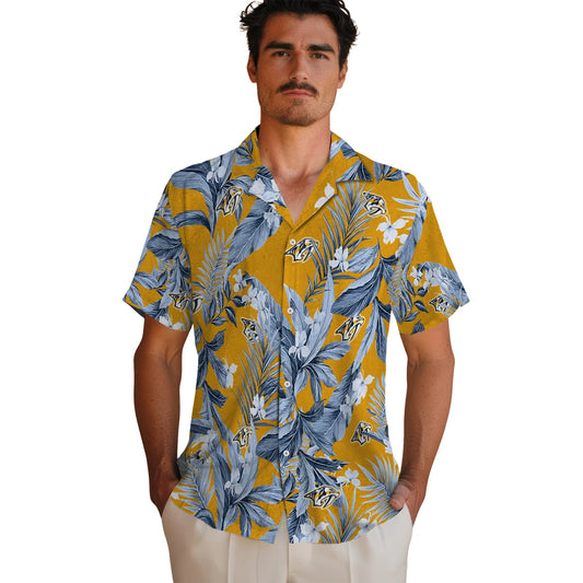 Nashville Predators Hawaiian Shirt - Palm Leaves | Moonbestprint