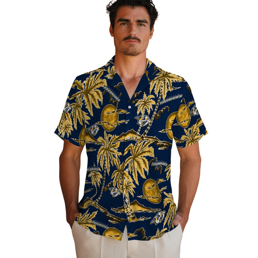 Nashville Predators Hawaiian Shirt - Palm Sunset | Moonbestprint