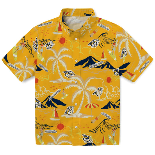 Nashville Predators Hawaiian Shirt - Palm Tree Island | Moonbestprint