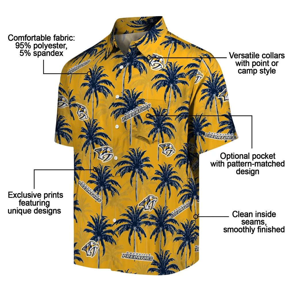 Nashville Predators Hawaiian Shirt - Palm Tree Motif | Moonbestprint