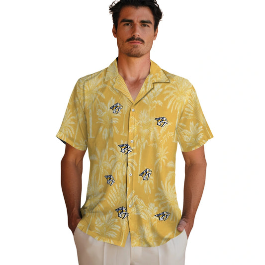Nashville Predators Hawaiian Shirt - Vintage Palm Tree | Moonbestprint