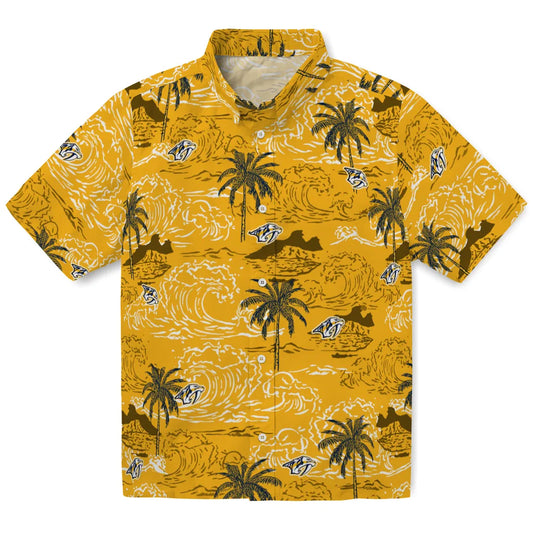 Nashville Predators Hawaiian Shirt - Wave Palm | Moonbestprint