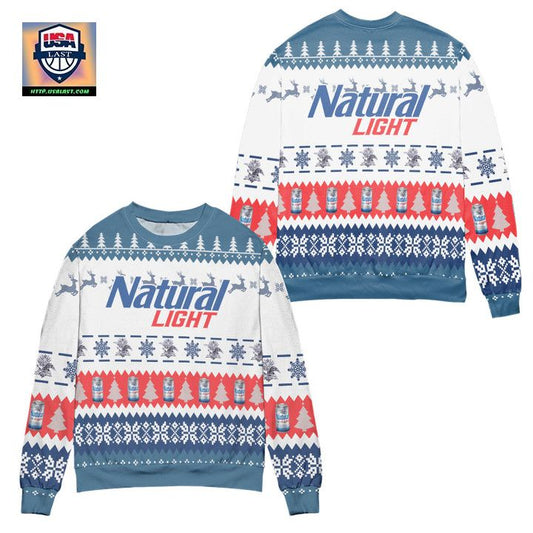 Natural Light Beer Christmas Pattern Ugly Christmas Sweater ? Usalast