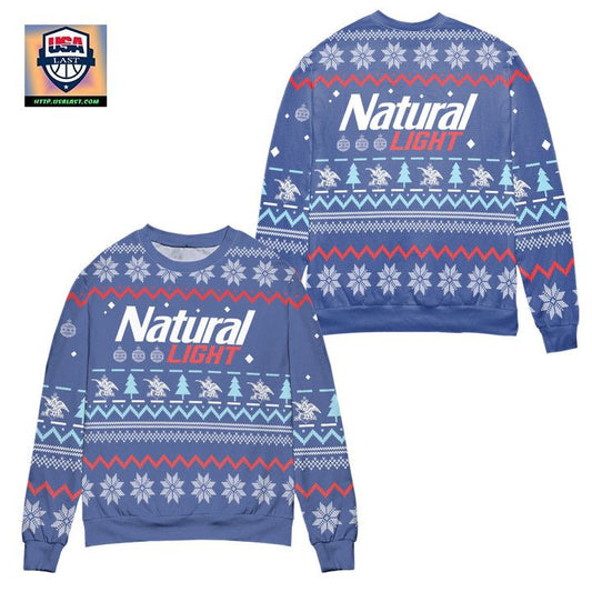 Natural Light Snowflakes Pattern Ugly Christmas Sweater ? Blue ? Usalast
