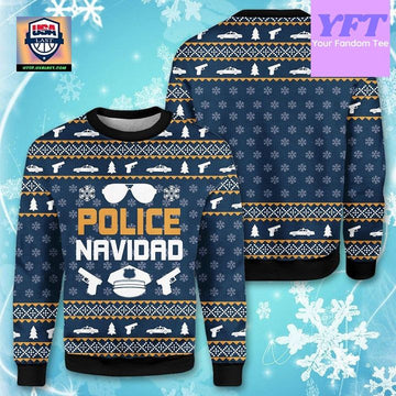 Navidad Xmas Policeman Merry Cop Police Wife 3d Ugly Christmas Sweater ? Usalast