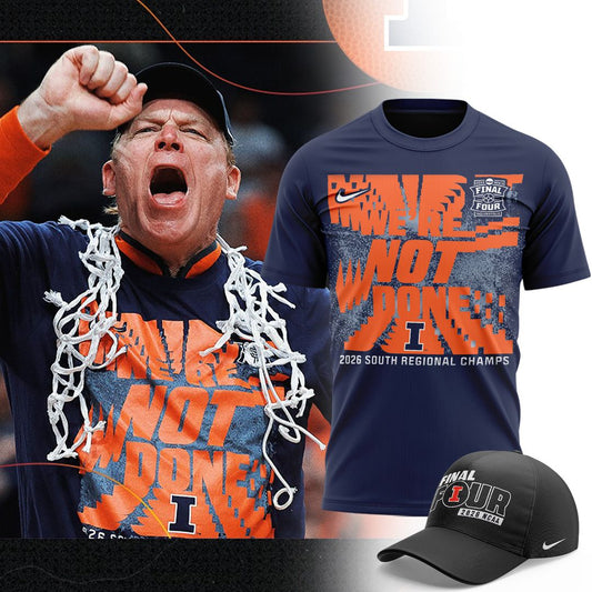 Navy Illinois Fighting Illini 2026 NCAA Men's Basketball Tournament March Madness Final Four T-Shirt-V1 | RF95 Moonbestprint