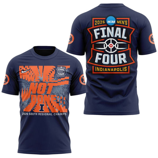 Navy Illinois Fighting Illini 2026 NCAA Men's Basketball Tournament March Madness Final Four T-Shirt-V2 | ZA54 Moonbestprint
