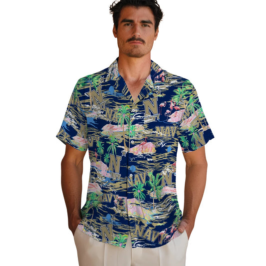 Navy Midshipmen Flamingo Retreat 2026 Hawaiian Shirt – Moonbestprint