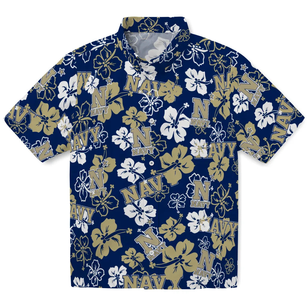 Navy Midshipmen Hibiscus Bloom Hawaiian Shirt – Moonbestprint