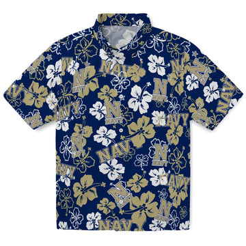 Navy Midshipmen Hibiscus Bloom Hawaiian Shirt – Moonbestprint