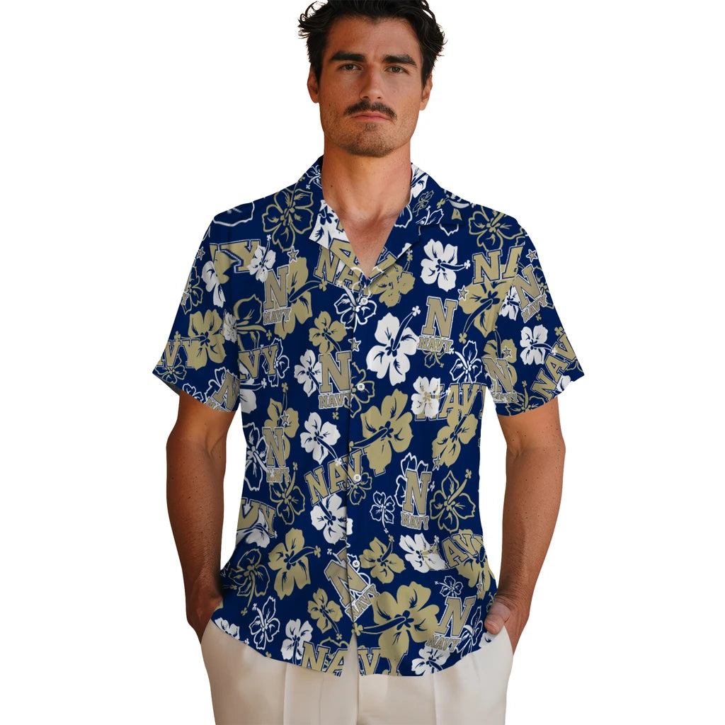 Navy Midshipmen Hibiscus Bloom Hawaiian Shirt – Moonbestprint