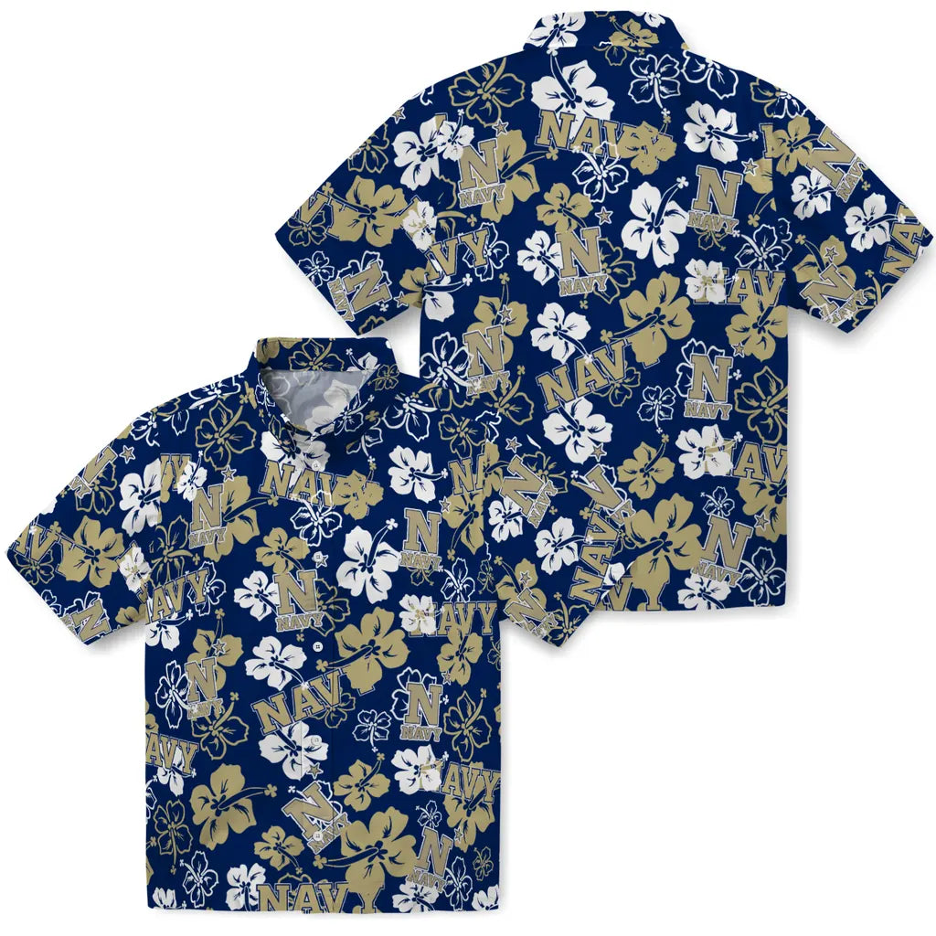 Navy Midshipmen Hibiscus Bloom Hawaiian Shirt – Moonbestprint