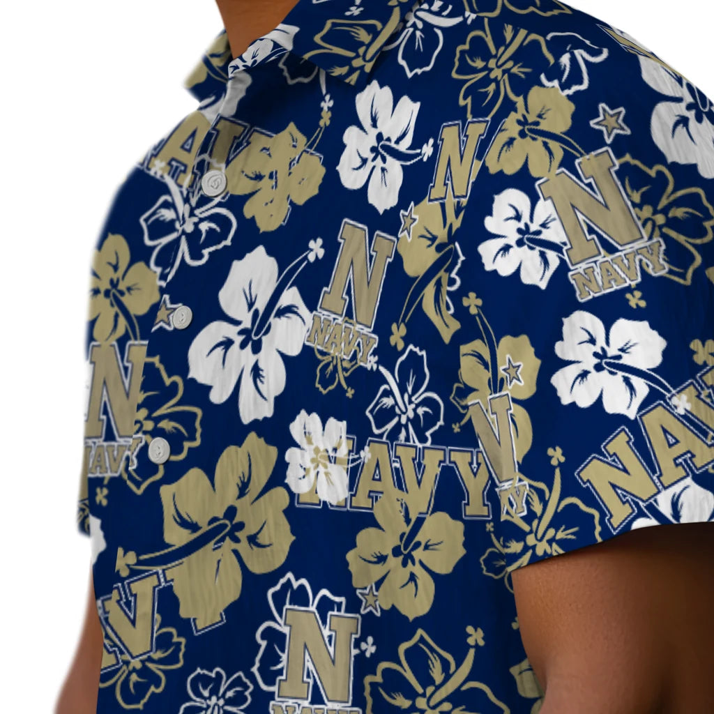 Navy Midshipmen Hibiscus Bloom Hawaiian Shirt – Moonbestprint