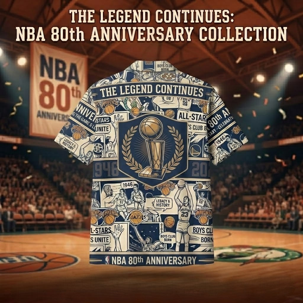 Unisex National Basketball Association 80th Anniversary 1946-2026 Graphic Hawaiian Shirt for Basketball Fans – Moonbestprint