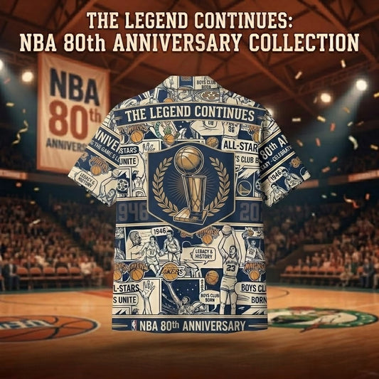 Unisex National Basketball Association 80th Anniversary 1946-2026 Graphic Hawaiian Shirt for Basketball Fans – Moonbestprint