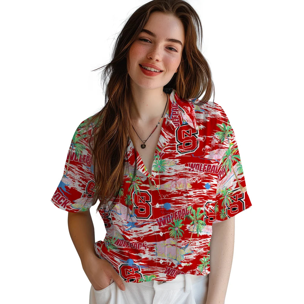 NC State Wolfpack Flamingo Retreat 2026 Hawaiian Shirt – Moonbestprint