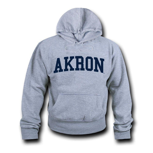 NCAA Akron University Hoodie Sweatshirt Game Day Fleece Pullover Heather Grey