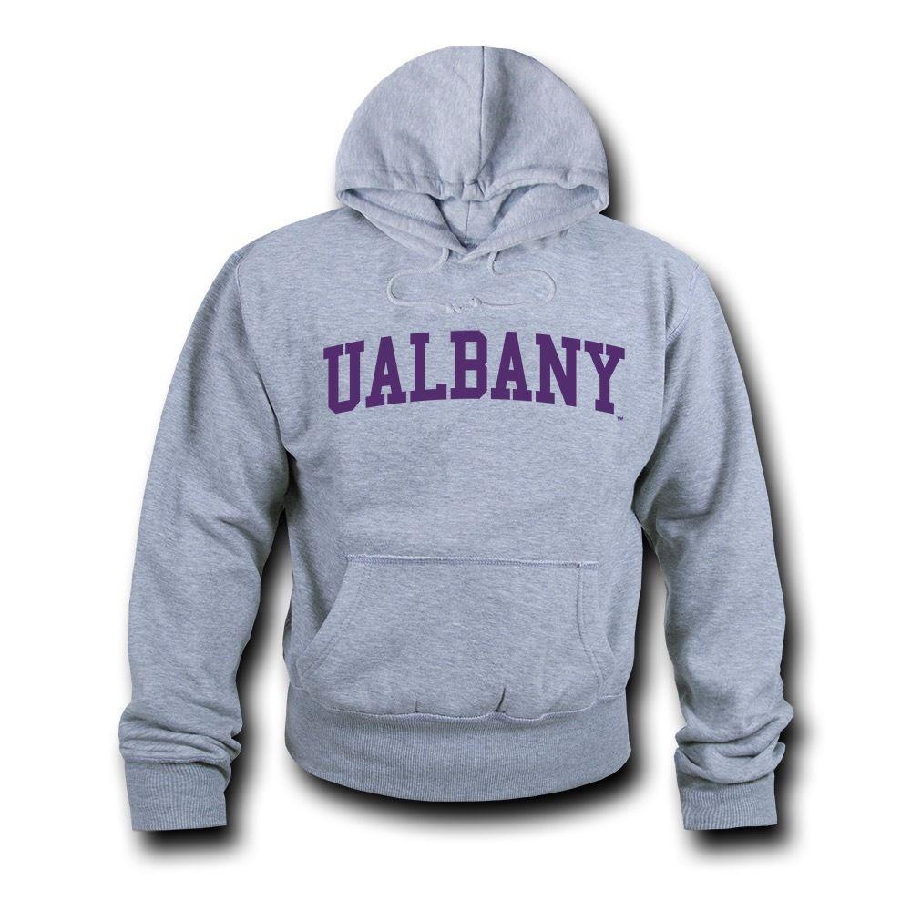 NCAA Albany University Hoodie Sweatshirt Game Day Fleece Pullover Heather Grey