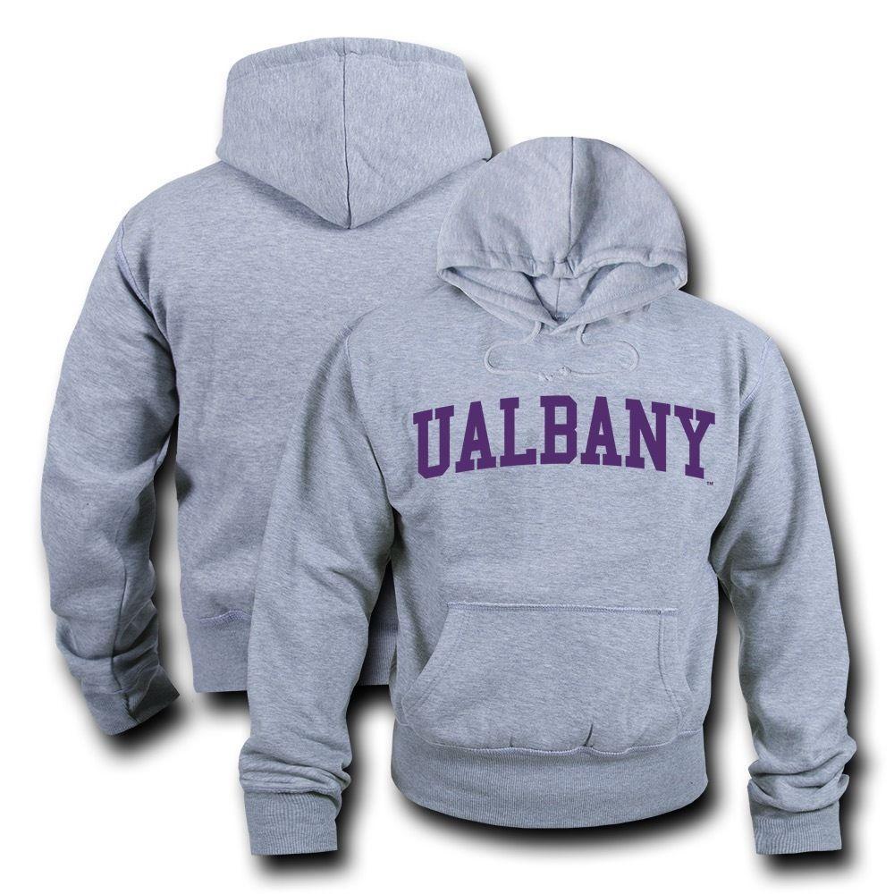 NCAA Albany University Hoodie Sweatshirt Game Day Fleece Pullover Heather Grey