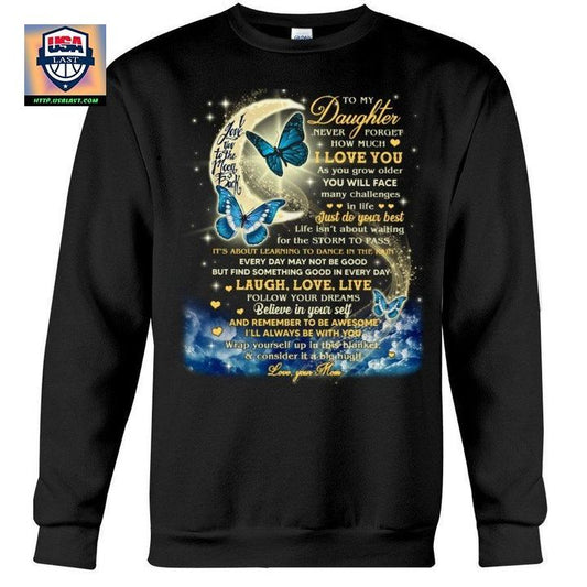 Never Forget How Much I Love You Blue Cloud Waning Moon Mama Gift For Daughter Sweater ? Usalast