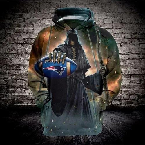 New England Patriots Grimm Reaper NFL 3D All Over Print Hoodie -Moonbestprint