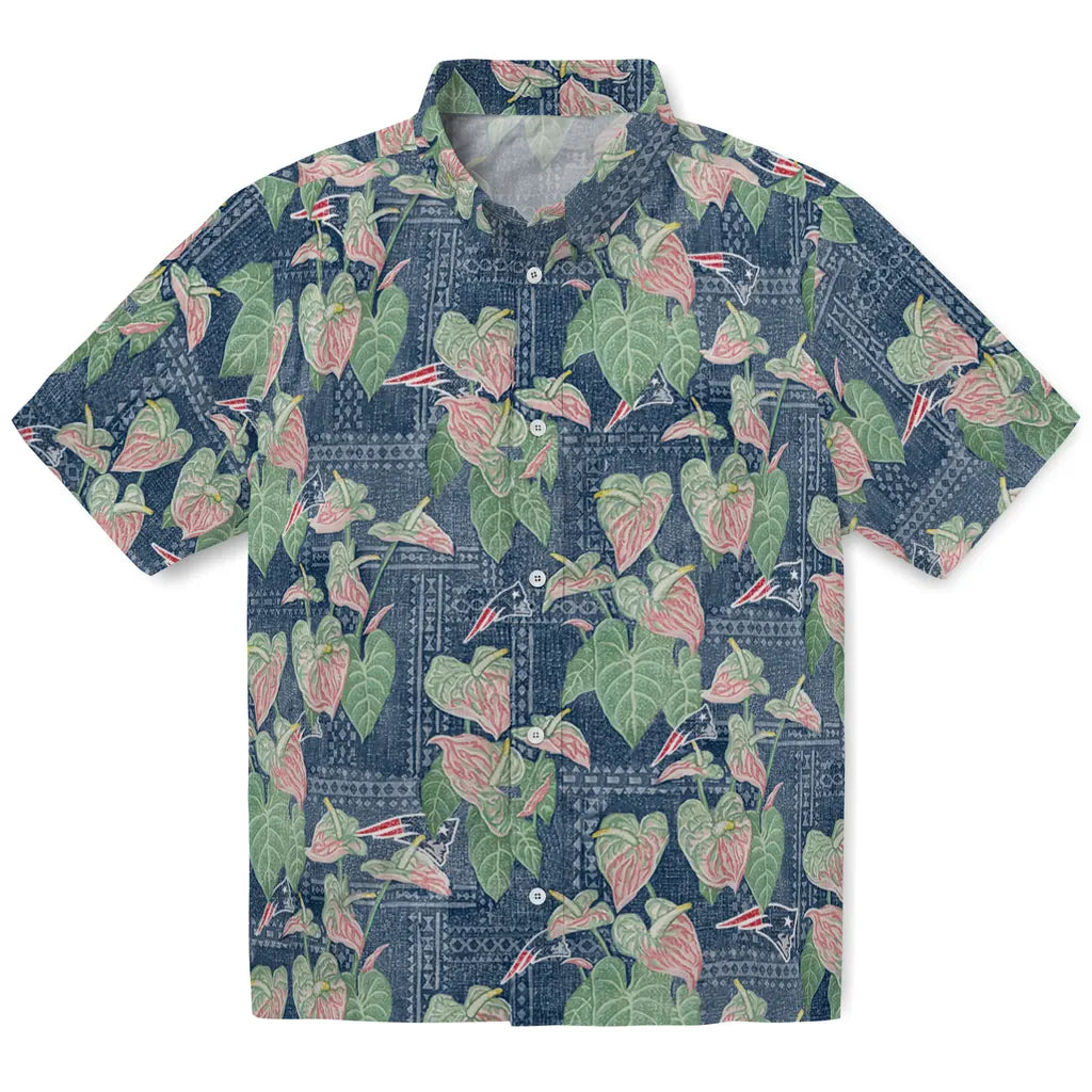 New England Patriots Hawaiian Shirt - Anthurium Overlay | Moonbestprint