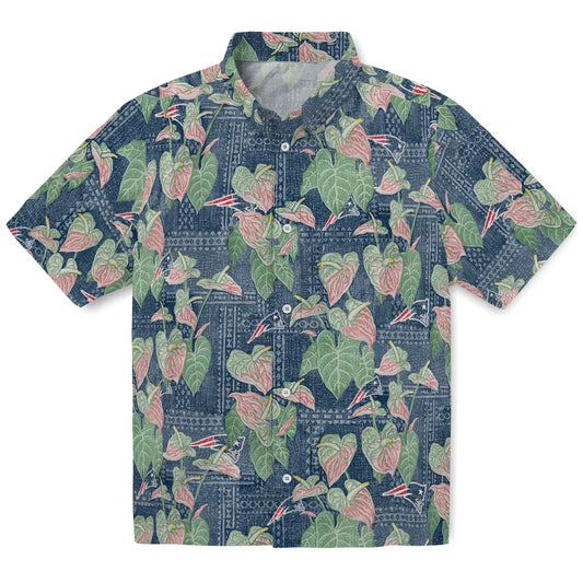 New England Patriots Hawaiian Shirt - Anthurium Overlay | Moonbestprint