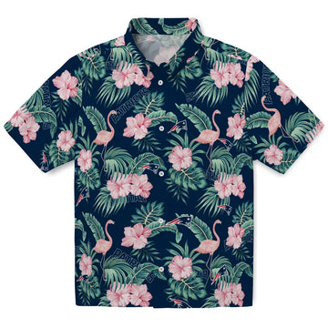 New England Patriots Hawaiian Shirt - Flamingo and Hibiscus | Moonbestprint
