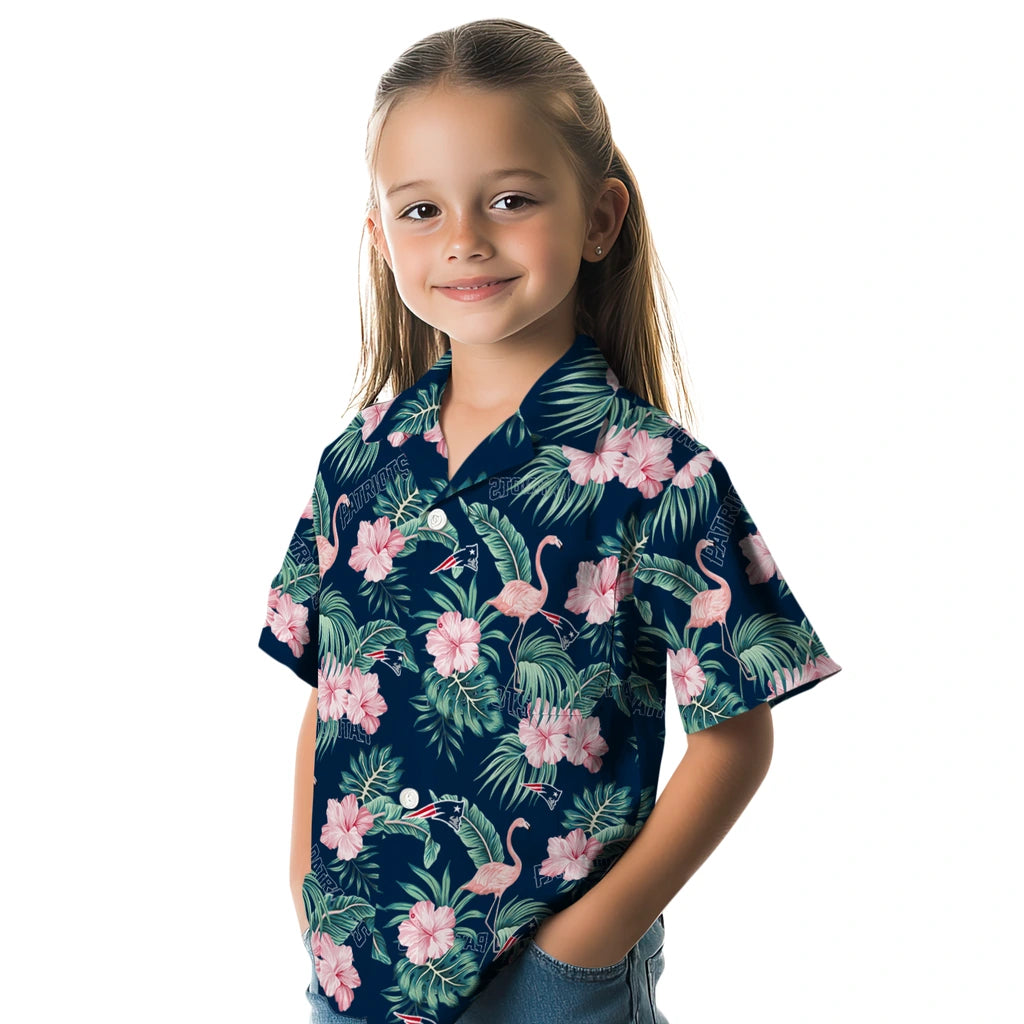 New England Patriots Hawaiian Shirt - Flamingo and Hibiscus | Moonbestprint