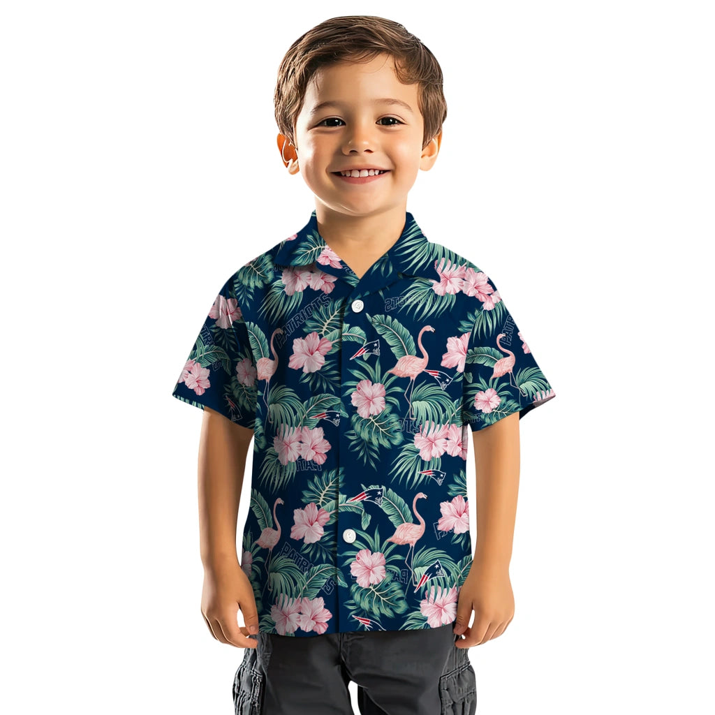 New England Patriots Hawaiian Shirt - Flamingo and Hibiscus | Moonbestprint
