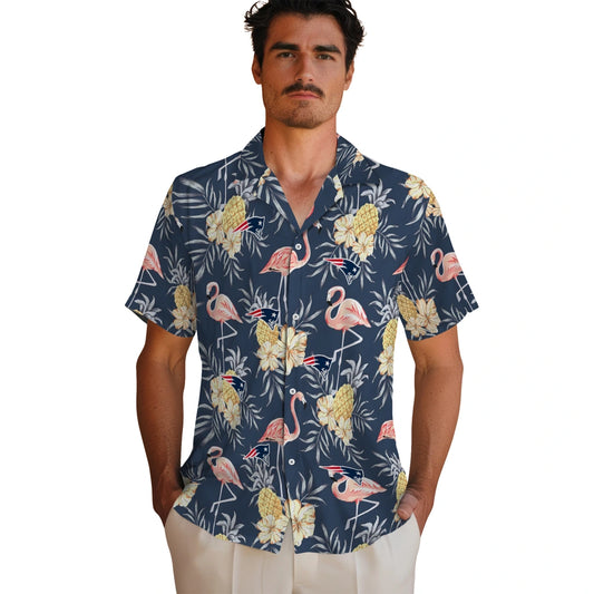 New England Patriots Hawaiian Shirt - Flamingo Hibiscus | Moonbestprint