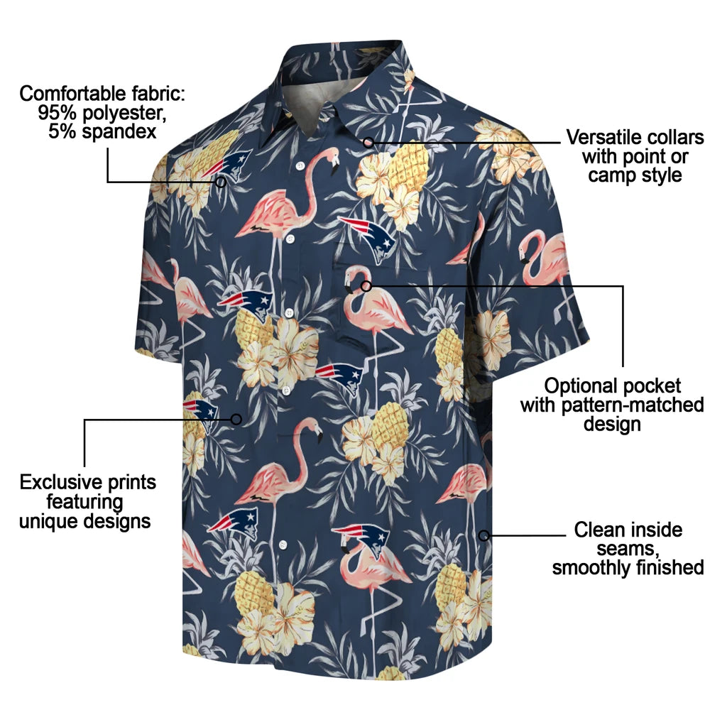 New England Patriots Hawaiian Shirt - Flamingo Hibiscus | Moonbestprint