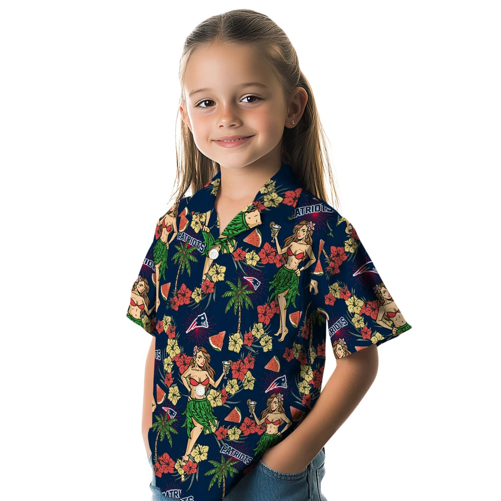 New England Patriots Hawaiian Shirt - Hawaiian Girls Design | Moonbestprint