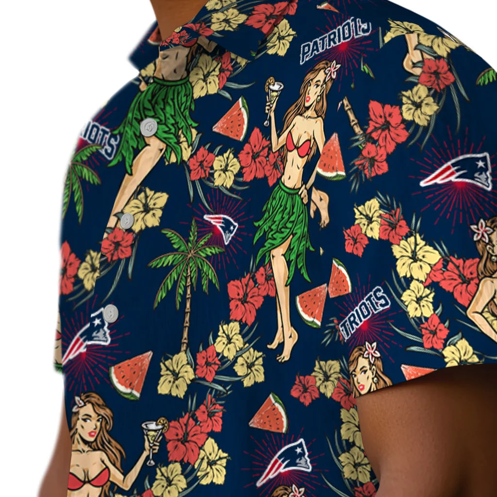 New England Patriots Hawaiian Shirt - Hawaiian Girls Design | Moonbestprint