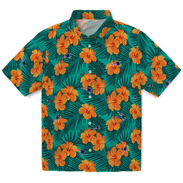 New England Patriots Hawaiian Shirt - Hibiscus and Palm Leaves | Moonbestprint