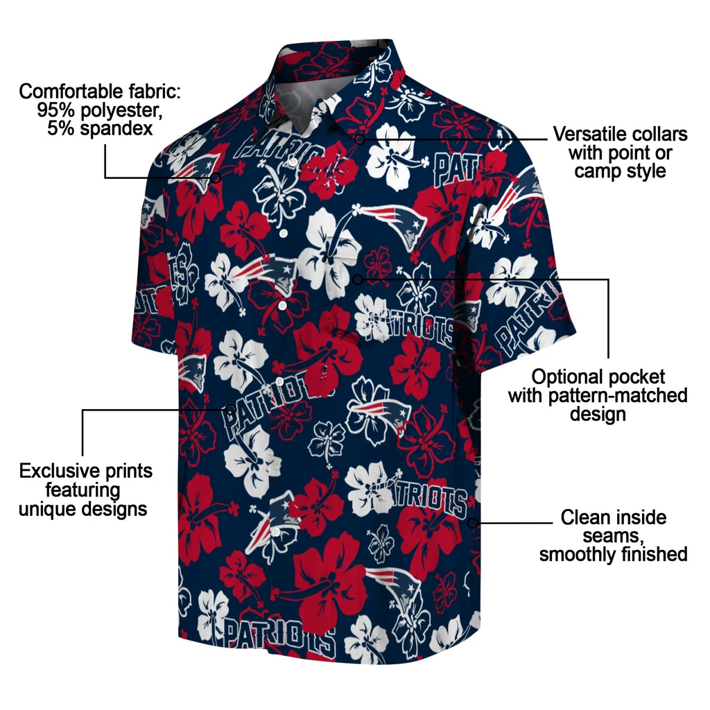 New England Patriots Hibiscus Bloom Hawaiian Shirt – Moonbestprint