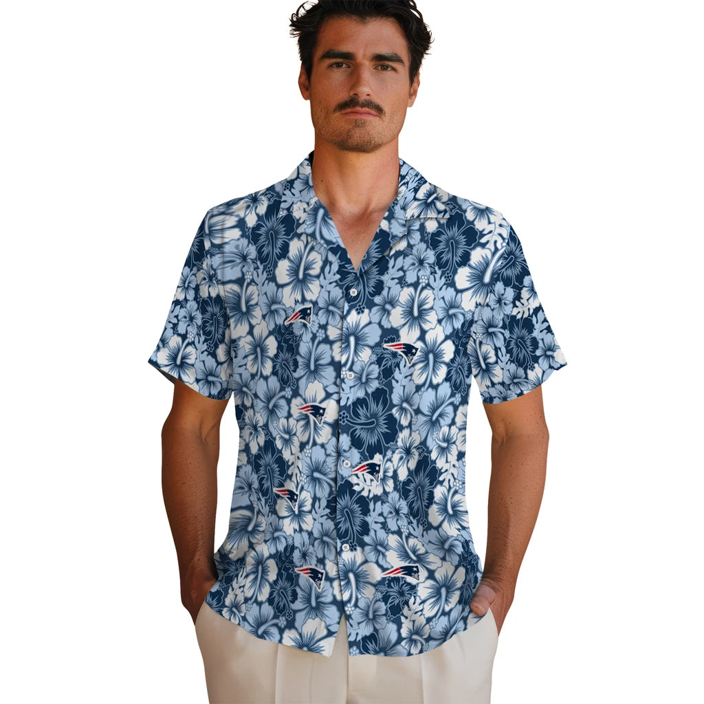 New England Patriots Hawaiian Shirt - Hibiscus Blooms | Moonbestprint
